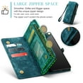 thumbnail image 3 of For Samsung Galaxy S10 Wallet Case,Multi-Functional Retro Leather Purse Flip Cover Zipper Wallet Case with Removable Card Slots Pocket & Detachable Wrist Strap Magnetic Phone Case, Green, 3 of 9