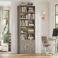 thumbnail image 7 of Hiphuta 81.5" Tall Bookcase with Doors, 5-Tier Bookshelves with Storage, 23.6"W Display Shelf with 2 Doors for Home Office, Living Room, Ash Gray, 7 of 7