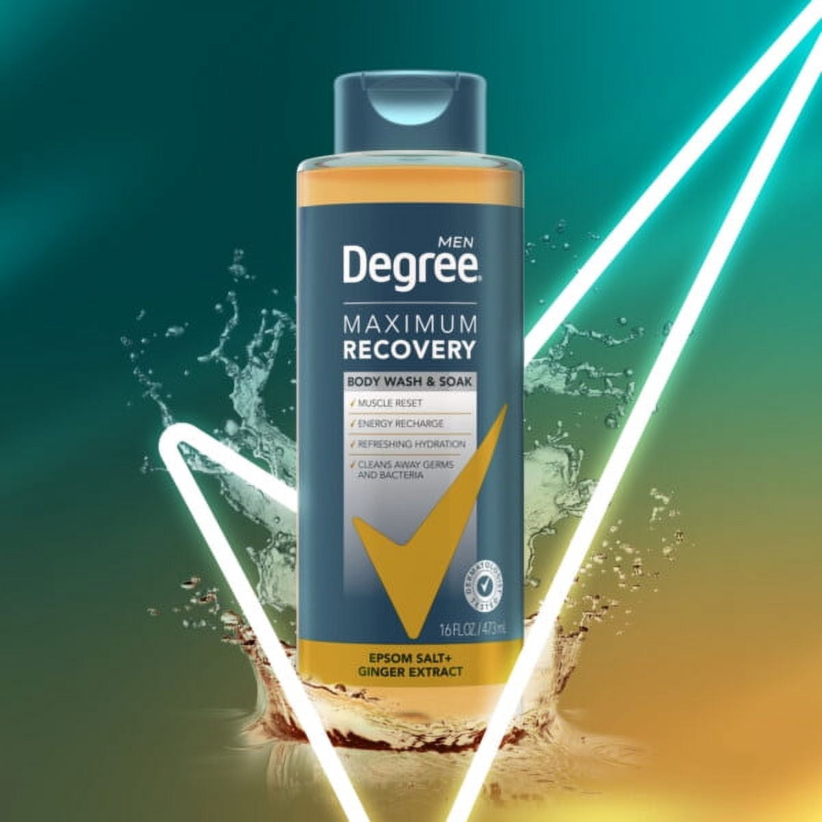 Degree Men Maximum Recovery Body Wash and Bath Soak Ginger Extract, 16 oz