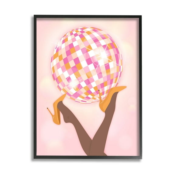 Stupell Industries Disco Ball Retro Dancing Legs Beauty & Fashion Painting Black Framed Art Print Wall Art