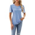 thumbnail image 1 of Bellella T-Shirts d'Été pour Femmes, T-shirt Uni à Col Rond, T-shirt Décontracté à Manches Courtes, Chandail à Enfiler, T-shirt pour Dames, Bleu, M, 1 of 3