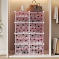 thumbnail image 3 of 8-Tier Expandable Shoe Rack Organizer with Door – Multi-Pair Plastic Shoe Storage Cabinet, Space-Saving, Dustproof, Holds 32 Pairs, for Entryway, Hallway, Bedroom, Pink, 3 of 8