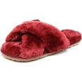 thumbnail image 2 of Women's Fuzzy Fluffy Furry Fur Slippers Flip Flop Open Toe Cozy House Memory Foam Sandals Slides Soft Flat Comfy Anti-Slip Spa Indoor Outdoor Slip on, 2 of 6
