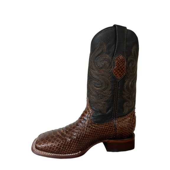 Men's Leather Mocha Snakeskin Mid-Calf Boots