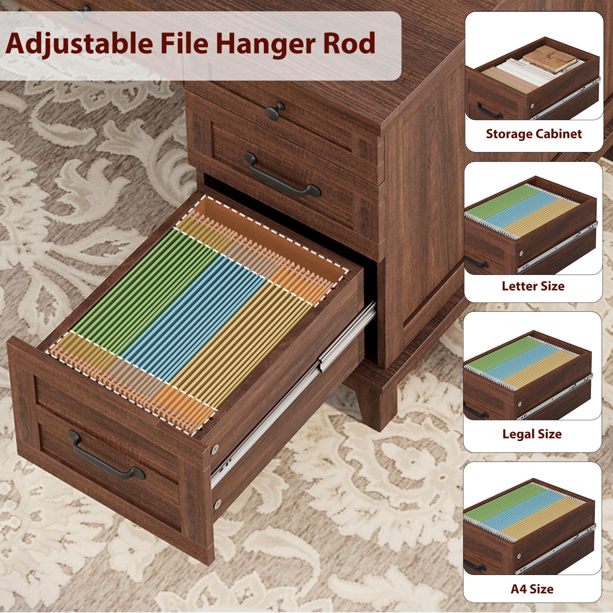 Brown Drawer-equipped Farmhouse Home Office Desk