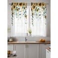 thumbnail image 2 of Sunflower Tier Curtains 45 Inch Length,Sheer Curtains for Bedroom Living Room Window Yellow Floral Eucalyptus Leaves Watercolor Rod Pocket Drapes Kitchen Curtains Small Half Window 27.5"x45" 2 Panels, 2 of 6