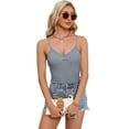 thumbnail image 2 of OIUUAK Summer Layering Camisole for Women,&nbsp;Lace Trim V Neck Adjustable Spaghetti Strap Stretch Fitted Undershirt Tank Top Double Lined Seamless Basic Everyday Wear, Gray, 2 of 9