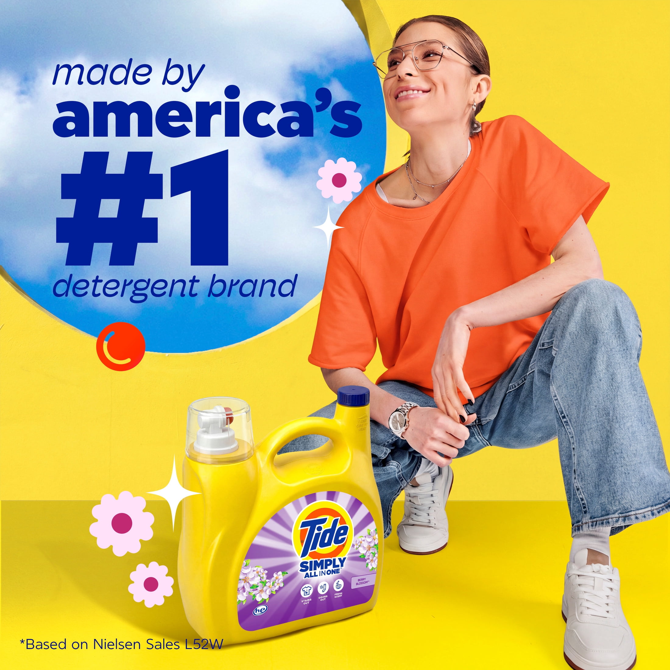 (2 pack) Tide Simply Laundry Detergent Liquid, Clean & Fresh, Berry Blossom Scent, 138 Loads, 173 fl oz