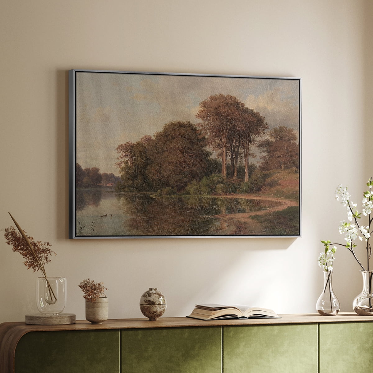 Vintage Landscape-CCCIX By Wexford Home Framed in Silver Wood Gallery Wrapped Canvas 25 in. x 37 in.