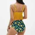 thumbnail image 4 of Wyobmus Women's High Waisted Tankini Set Two Piece Swimsuits Floral Print Flounce Ruffled Tankini Bikini Sets B-Yellow, 4 of 7
