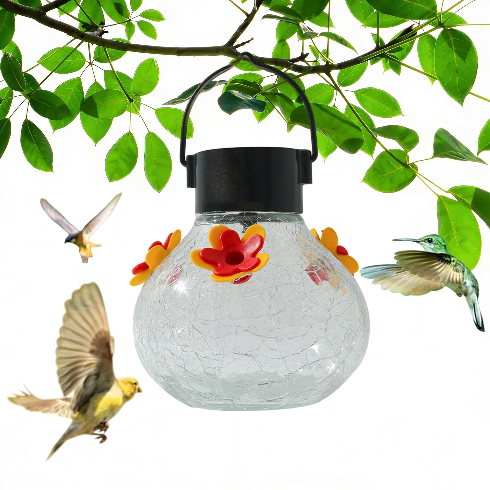 Camnix Solar Lighted Hummingbirds Feeder Automatic Unit Patio Hanging Outdoor Decoration