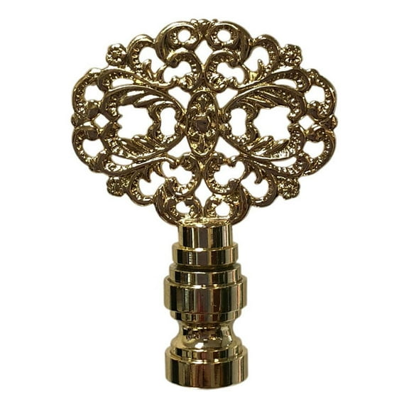 Royal Designs, Inc. Floral Filigree Design Finial for Lamp Shade, F-5066PB-1, Polished Brass, Single