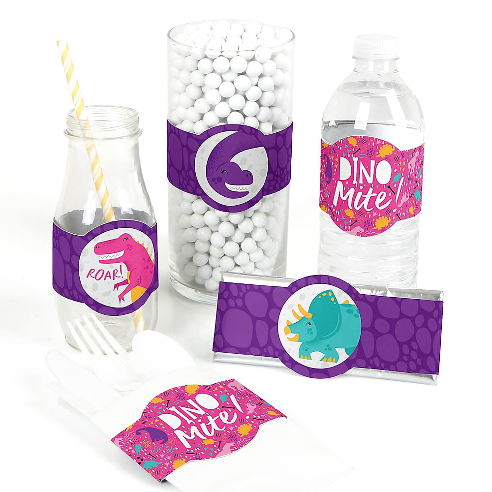 20 DINOSAUR PERSONALIZED BABY SHOWER PARTY FAVORS WATER BOTTLE LABELS WRAPPERS
