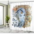 thumbnail image 4 of Ambesonne Owl Shower Curtain, Watercolor Style Bird Drawing, 69"Wx75"L, Ceil Blue and Dark Khaki, 4 of 4