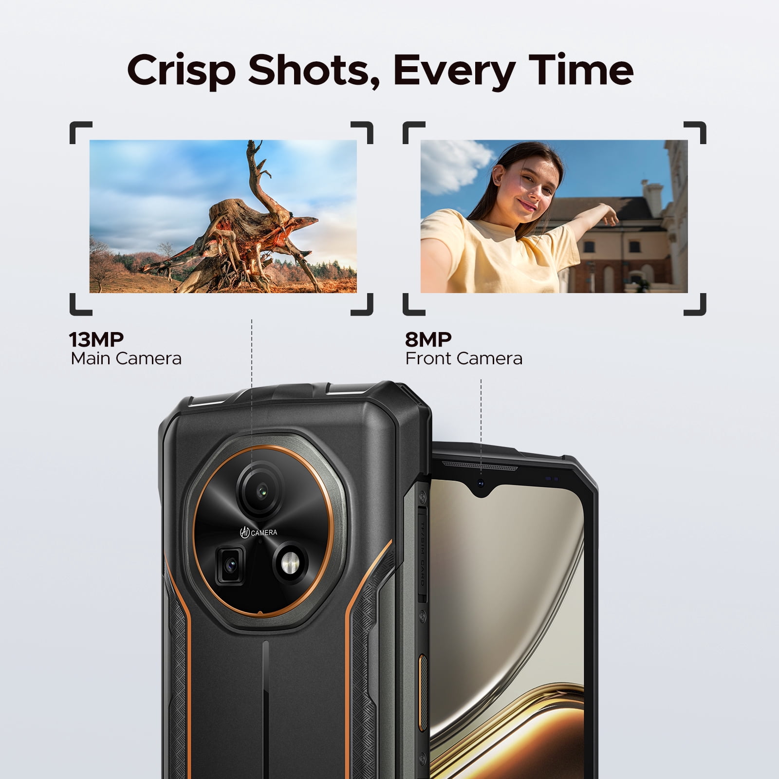 DOOGEE Fire 5 Rugged Phone Unlocked,13000mAh/Reverse Charging Android 15 Dual Sim,6.6" HD+90Hz Waterproof Phone 12GB+64GB,2TB Expand,Nfc,Face ID,Otg