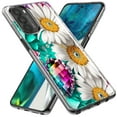 thumbnail image 2 of MUNDAZE Motorola Moto G Play 2021 Colorful Crystal White Daisies Rainbow Gems Teal Double Layer Phone Case Cover, 2 of 5