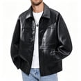 thumbnail image 2 of Men's Winter And Fall Daily Zipper Lapel All-matching Long-sleeved Coat Black XXL, 2 of 5