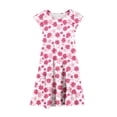 thumbnail image 5 of Tisuna Girls Summer Dress Floral Print Short Sleeve Crew Neck Dresses Fashion Comfortable Little Youth Girls Festival Party Playwear Dress Pink Size 14-15 Years, 5 of 5