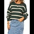 thumbnail image 2 of Suéter A Rayas para Mujer, Ropa de Otoño e Invierno, Blusas de Larga con Cuello Redondo, Suéter de Punto, Tops Verde M, 2 of 10