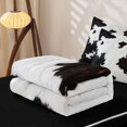 thumbnail image 5 of Manfei Retro Cow Print Zipper Twin Comforter Sets with Fitted Sheet and 2 Pillowcases,Abstract Animal Spot Zipper Bedding Set,Black White Brown,Reversible, 5 of 7