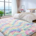 thumbnail image 4 of ZENELESS 9'x12' Tie-Dye Rainbow Plush Shaggy Rug, Extra Large Soft Indoor Modern Fluffy Carpet for Stylish Home Decor, 4 of 7