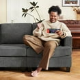 thumbnail image 2 of HONBAY Modular Sectional Sleeper Sofa Bed Corduroy Convertible 6-Seater with Flexible Storage Chaises for Living Room, Dark Grey, 2 of 9