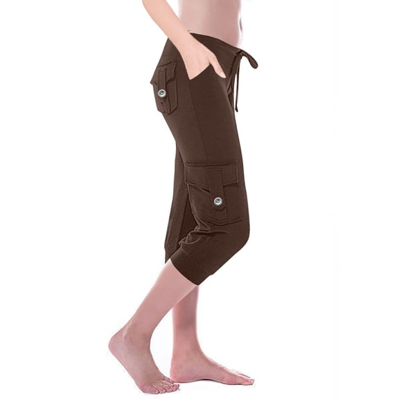 Cargo Capris for Women Low Rise Summer Lightweight Outdoor Hiking Stretchy Cropped Pants with Pockets