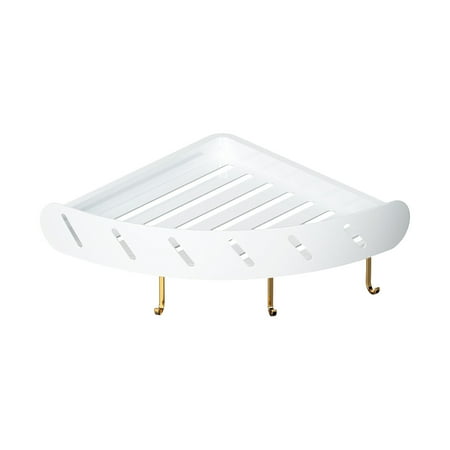 jovati Hanging Corner Shelf With 3 Hooks , Bathroom Corner Rack, Hole ...