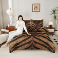 thumbnail image 4 of Feelyou Tiger Print Full Size Comforter Sets, Brown Stripes Lines Bedding Sets, 3pcs, 4 of 8