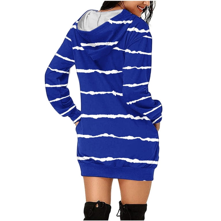 Flower Women Dresses for Wedding Women's Striped Hoodie Dress Long