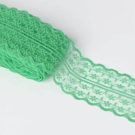 U8MO 10 Yards 45mm Sewing Embroidered Fabric Bilateral Lace Ribbon Trim lot DIY-Green-10 yard