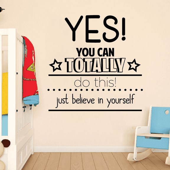 Yes You Can Quote Classroom Wall Decals Stickers Education Educational Quotes for Teachers Students School Room Nursery Kindergarten Library Home Art Decals Wall Art Vinyl Decoration Size (28x30 inch)