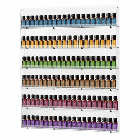 80 Bottles 6 Tier Clear Acrylic Shelf Nail Polish Rack Salon Hanging Wall Display Storage Rack, 6 Tier Acrylic Floating Wall Mount Ledges Mounted Organizer Makeup Shelves