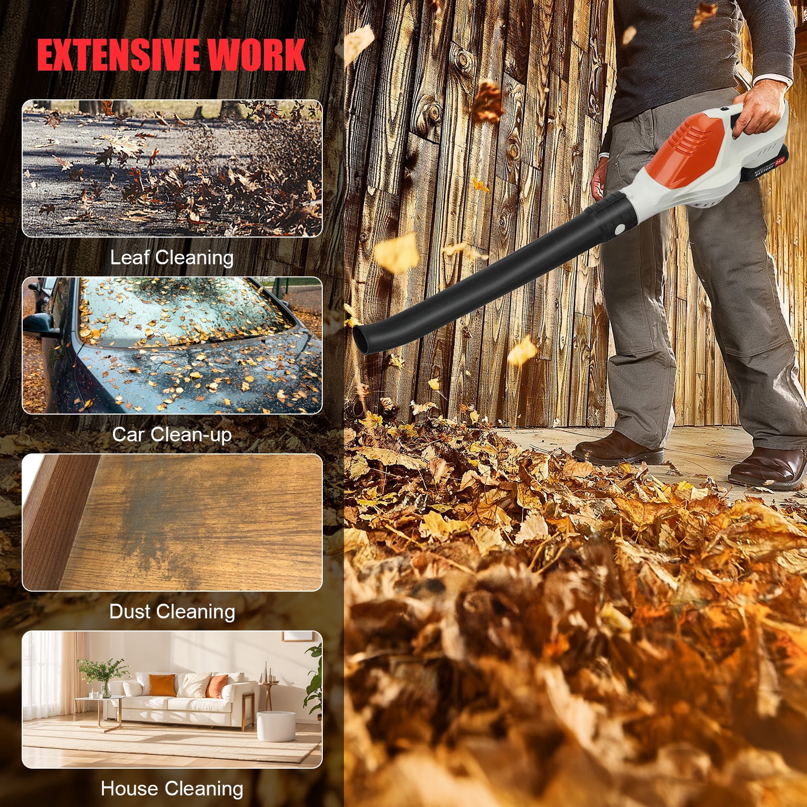 Torio Leaf Blower,21V 2 x 4000 mAh Battery Cordless Leaf Blower 5 Speed Mode 660CFM Electric Leaf Blowing for Lawn,Yard,Garden,House,Depot,Car