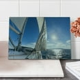 thumbnail image 2 of Sailboat Cutting Board, Sailing Boat in the Sea Maritime Speedy Beaming Sun Reflections Lifestyle Theme, Decorative Tempered Glass Cutting and Serving Board, Small Size, Blue White, by Ambesonne, 2 of 5