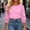 Pink, variant on Women's Tops Solid 3/4-Sleeve Elasticized-Cuff Puff-Sleeve Round-Neck Relaxed Top Pink Size 2XL