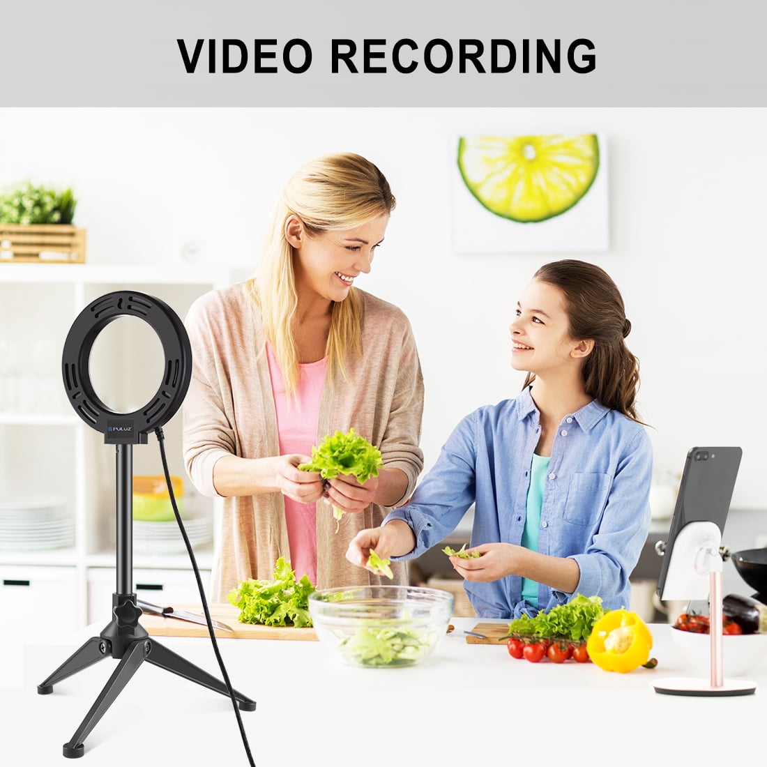 PULUZ 4.7 inch 12cm Ring Light + Desktop Tripod Selfie Stick Mount USB White Light LED Ring Selfie