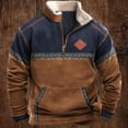thumbnail image 2 of IWRICH Quarter Zip Western Jackets for Men Cowboy Sweatshirts Retro Ethnic Graphic Casual Long Sleeve Pullover Tops Coffee XL, 2 of 3