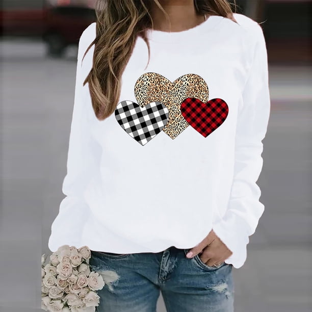 Pntutb - Blusa holgada con estampado de amor de manga larga para mujer Pntutb Pntutb-6085