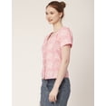 thumbnail image 3 of Moomaya Printed Cotton Tops For Women V Neck Short Puff Sleeve Regular Fit Top, 3 of 8