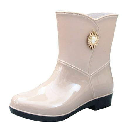 

PMUYBHF Women Rain Shoes Shoes Comfortable Light Ankle Rain Boots Frosted Outdoor Rain Boots 33.98