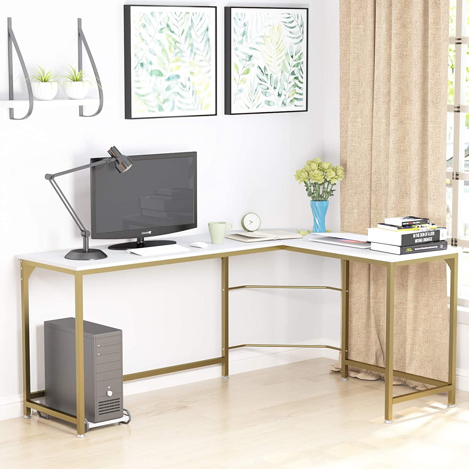 Elephance Reversible LShaped Desk Corner Gaming Computer Desk Office