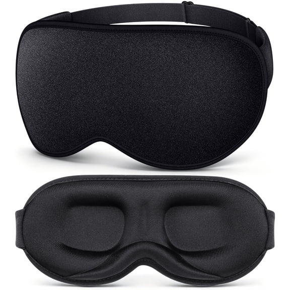 Getino 3D Blackout Sleep Masks for Women Men, Soft Eye Masks for Sleeping for Side Sleepers, Black