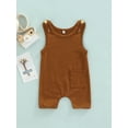 thumbnail image 2 of Douhoow Summer Baby Suspenders Jumpsuit Girls Boys Solid Sleeveless Short Romper 0-3Years, 2 of 8