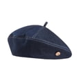 thumbnail image 2 of Gorro tipo boina para mujer, moderno, ajustable, cómodo y ligero, de mezclilla, ideal para primavera. Azul profundo, 2 of 9