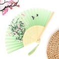 thumbnail image 4 of Decorative Folding Fans, 8 in Carved Bamboo, Light Green Cloth, Flower Butterfly Pattern, Wall Display, Summer Weddings, Traditional Asian Decor, 1 Pc, 4 of 8