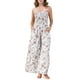 thumbnail image 2 of INSPIRAR CHIC Mono Casual de Verano para Mujeres con Flores, Sin Mangas, Pantalones Anchos con Fruncido, Romper Bohemio, Overoles XS Beige, 2 of 6