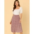 thumbnail image 2 of DARING DIVA Women's Elastic Waist A-Line Floral Print Midi Skirt M Red White, 2 of 6