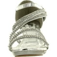 thumbnail image 3 of Forever Glamour-28 Kids Rhinestone Flower Sparkling Bling Heel designed Dress Sandals, Silver, 2, 3 of 4