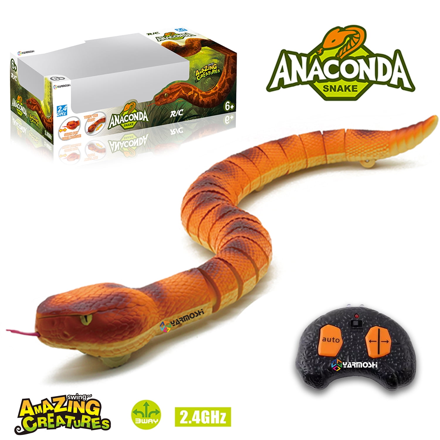 Electric Remote Control RC Mock Orange Snake Animal Prank Trick Fun Toy